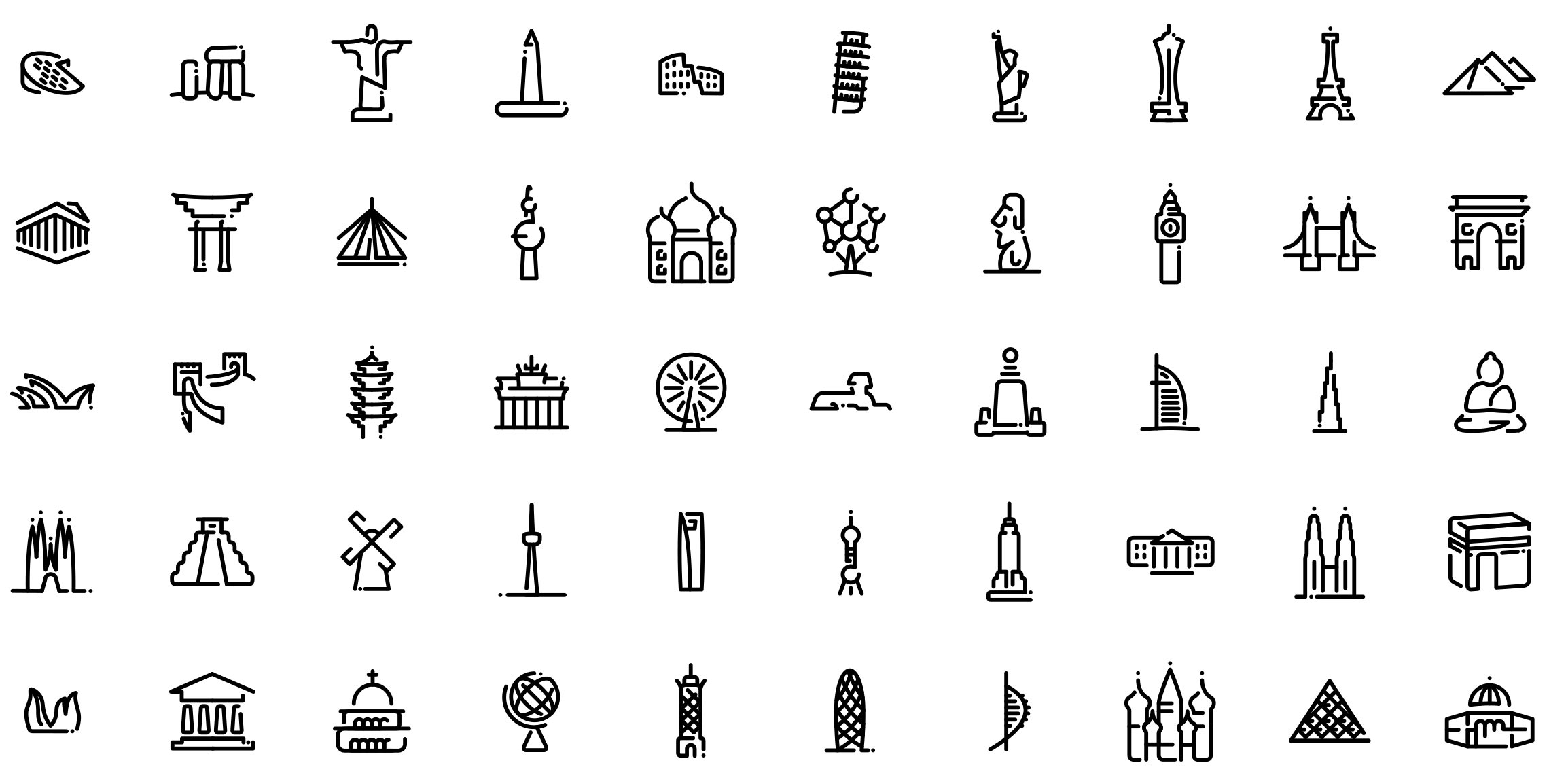 world-monuments-icons-set-preview