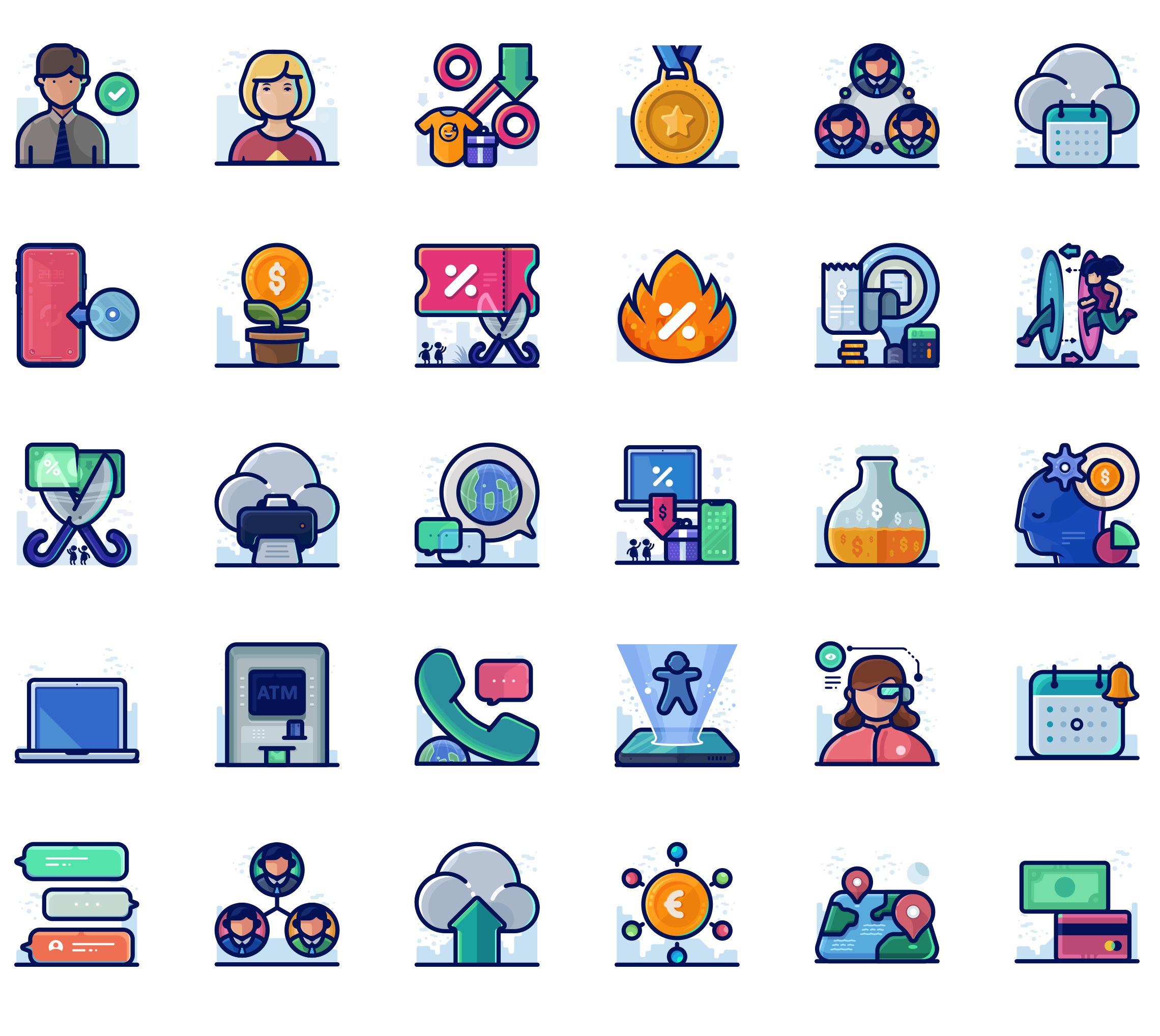 free-business-icons-detailed-line-icons-preiew