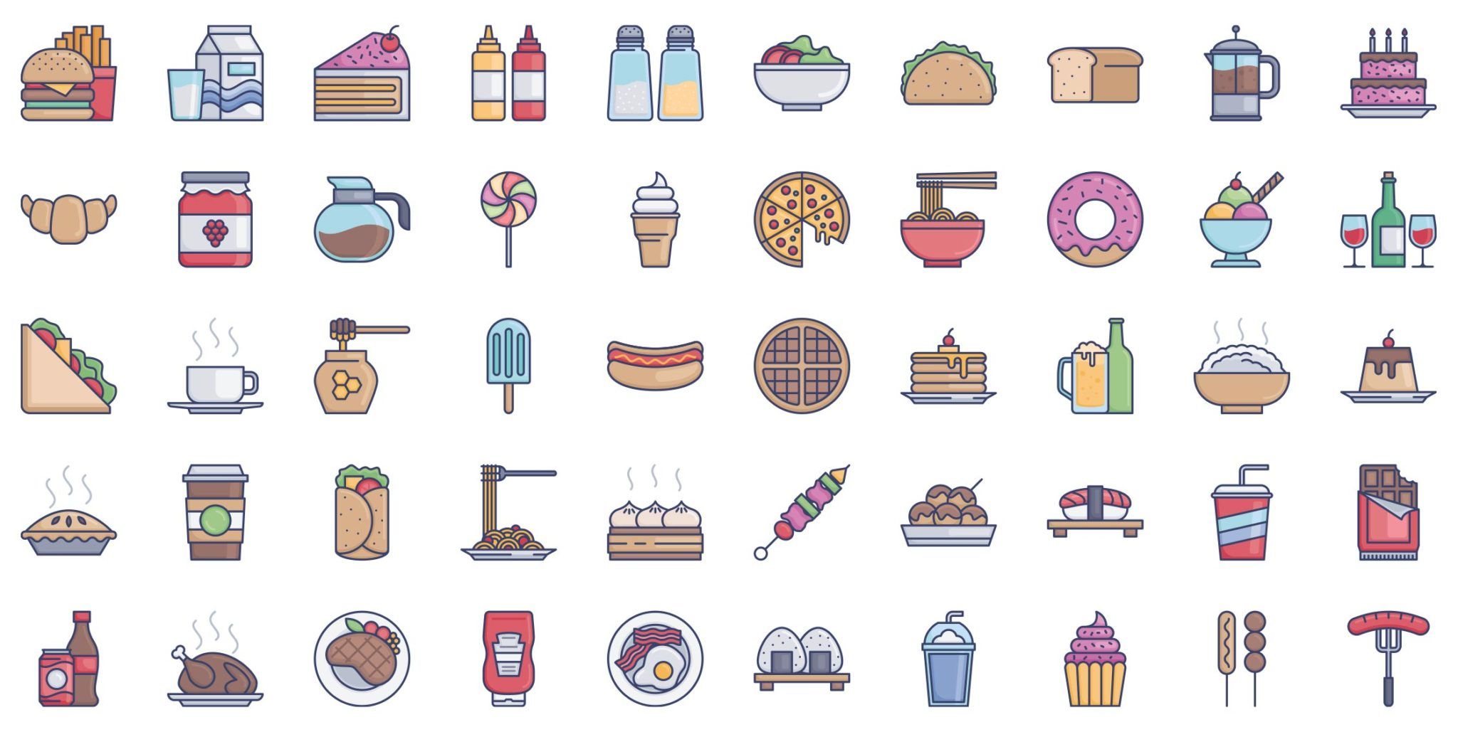 Soft Outline Icons - Round Icons